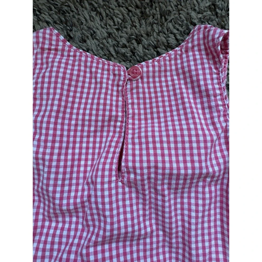 Old Navy VTG Baby Girls 3-6 Months Pink White Gingham Embroidered Floral Dress